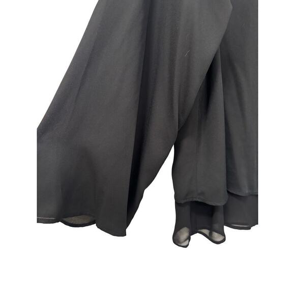 Zara Medium Black V Neck Flowy Blouse 3/4 Sleeve Layered Top - Picture 5 of 6